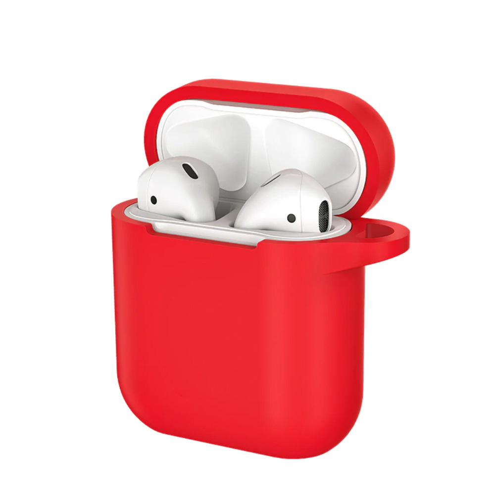 P&U Protective Thicken Soft Silicone Cover Skin for Airpod Charging Case (Red)